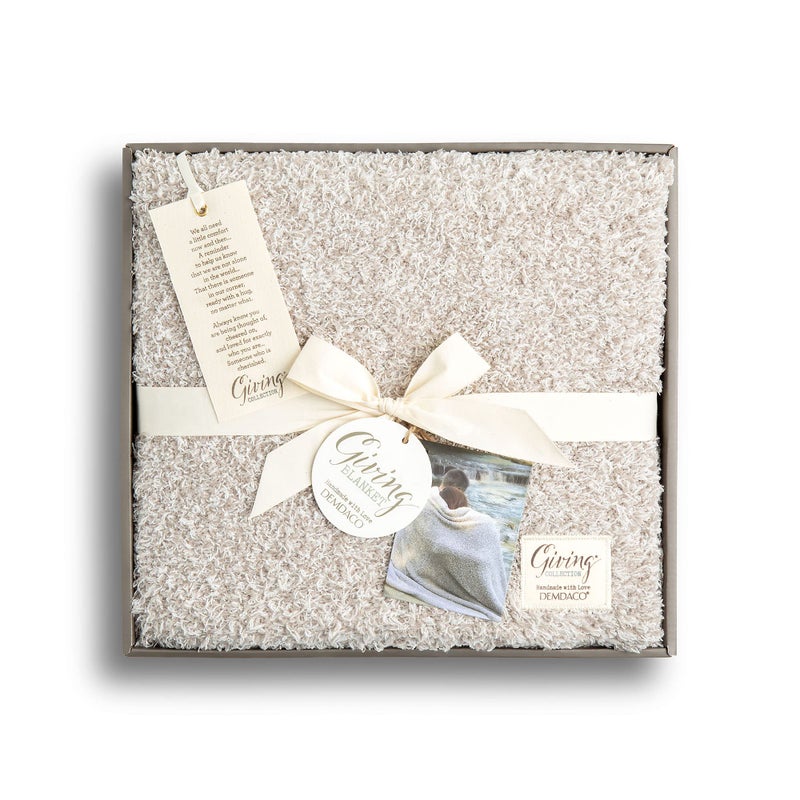 DEMDACO Taupe Grey Soft 50 x 60 inch Plush Polyester Decorative Throw Giving Blanket - Image 2